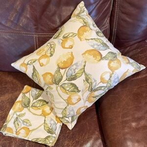 Pottery Barn Lemon Botanical Cotton Pillow Cover set of 2, Square 20”